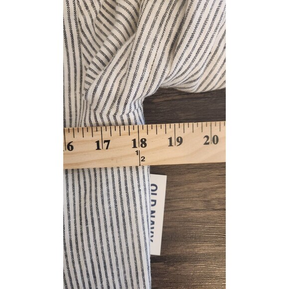 Old Navy Blazer Blue Stripe Linen Blend Medium Double Breasted Nautical NWT - Picture 8 of 11
